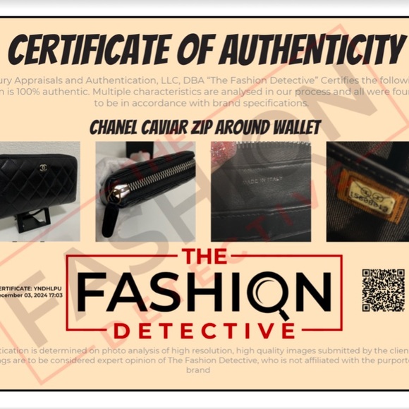 CHANEL LONG ZIP WALLET CC LOGO CAVIAR SKIN WITH CERTIFICATE OF AUTHENTICITY - Picture 14 of 14